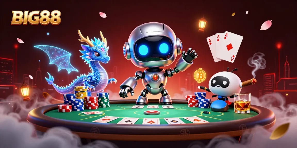Engage with BIG88's thrilling casino experience featuring animated characters and vibrant game elements.