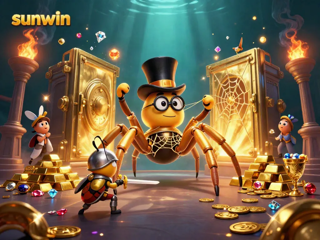 Engage in winning strategies at sunwin with a vibrant casino scene filled with gold and excitement.
