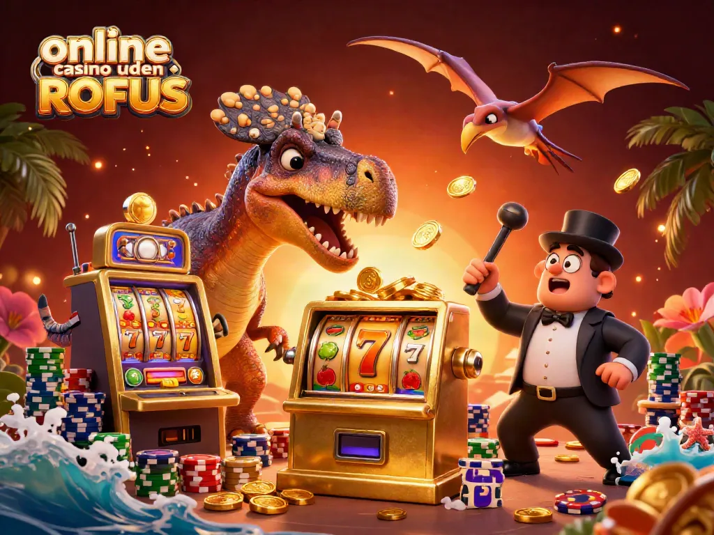 Engaging casino scene showcasing online casino uden ROFUS with vivid characters and dynamic gambling elements.