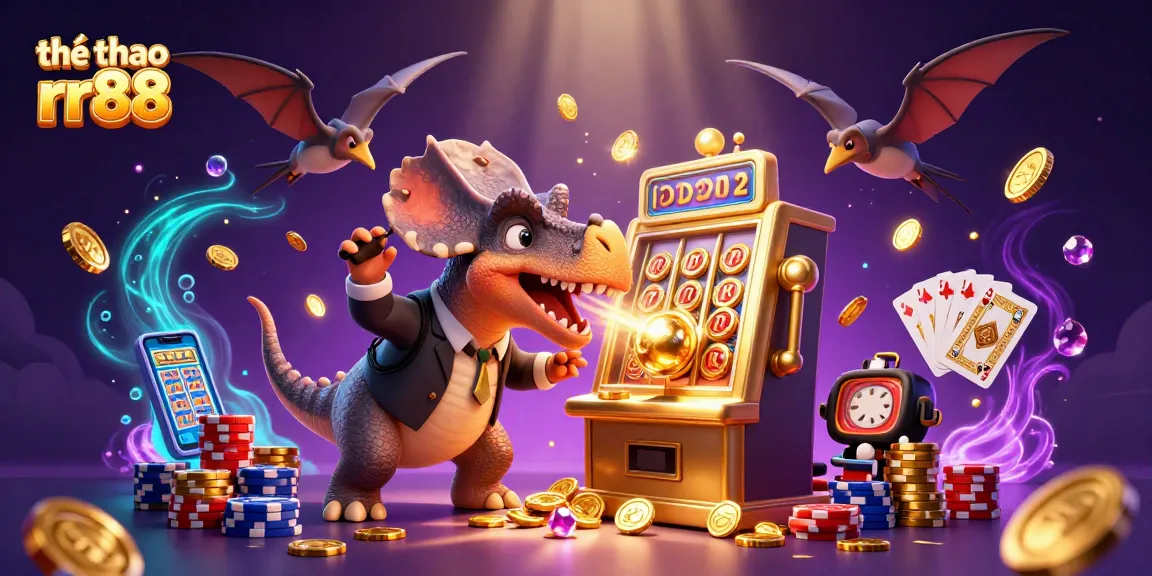 Engaging scene showcasing thể thao rr88 with a pachycephalosaurus winning jackpot coins, highlighting exciting gambling action.