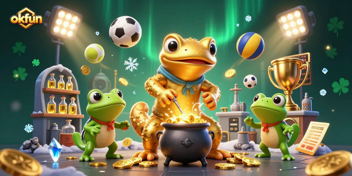 Spin to win with okfun! A vibrant 3D illustration showcasing a dynamic casino scene filled with excitement.