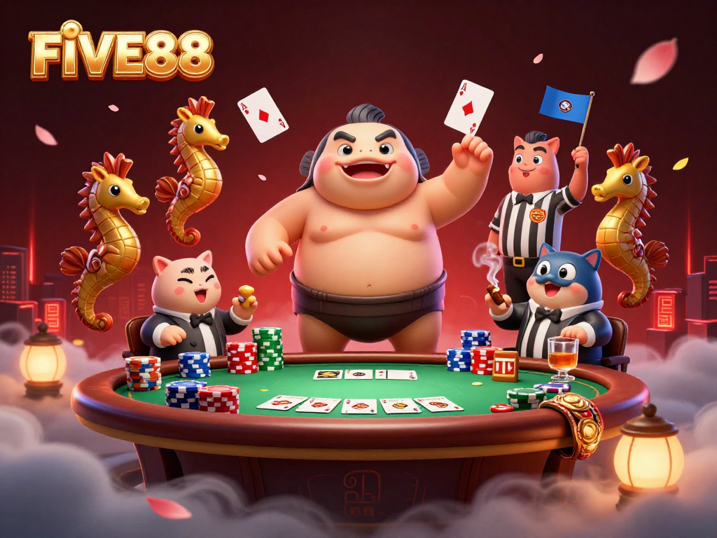 Watch the fugu and friends celebrate FIVE88 at an underwater poker tournament.