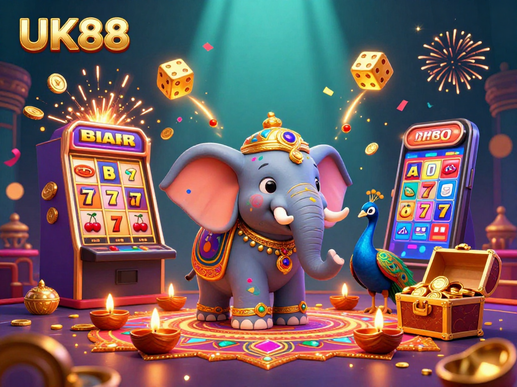 Experience the excitement of UK88 with our colorful casino scene, featuring vibrant characters and immersive gameplay.
