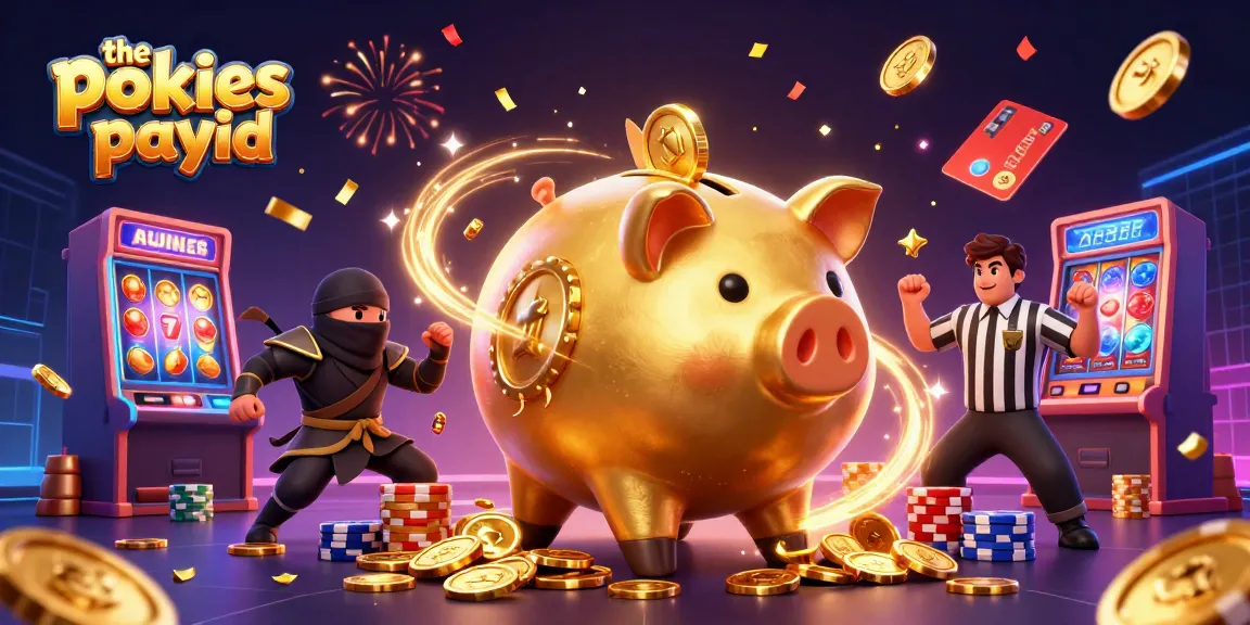 Engage with the pokies payid through vibrant 3D characters amidst cascading coins and casino elements.