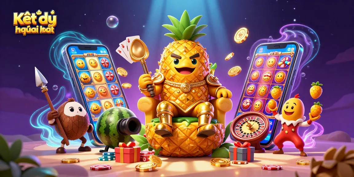 Kết quả bóng đá mới nhất showcases vibrant casino elements in a dynamic 3D illustration scene.