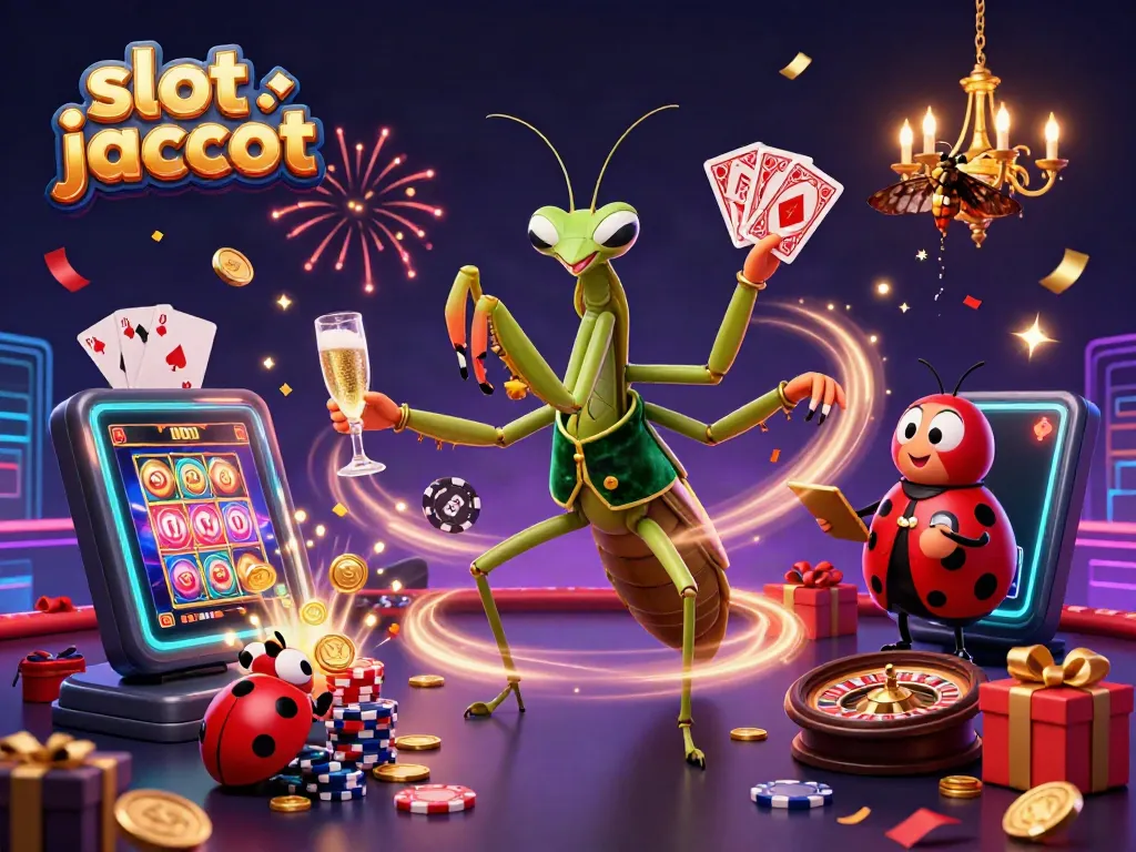 Experience thrilling slot jackpot excitement with a vibrant 3D casino illustration featuring lively characters.