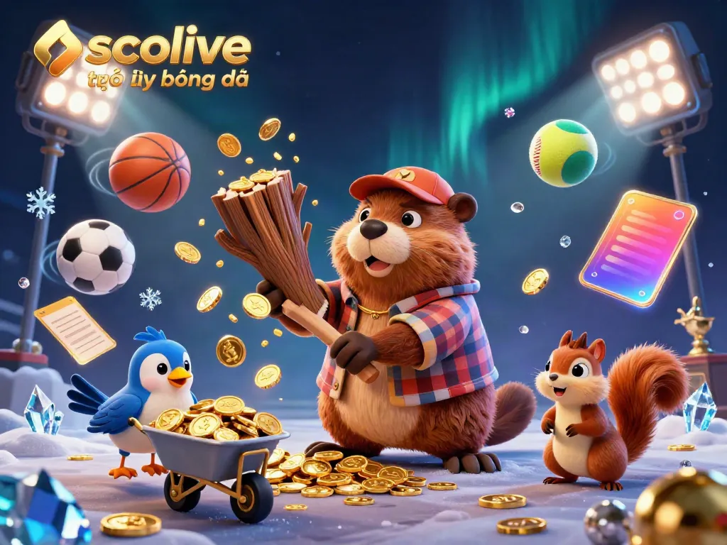 Socolive trực tiếp bóng đá interactive scene showcasing a lively beaver character and sports elements.