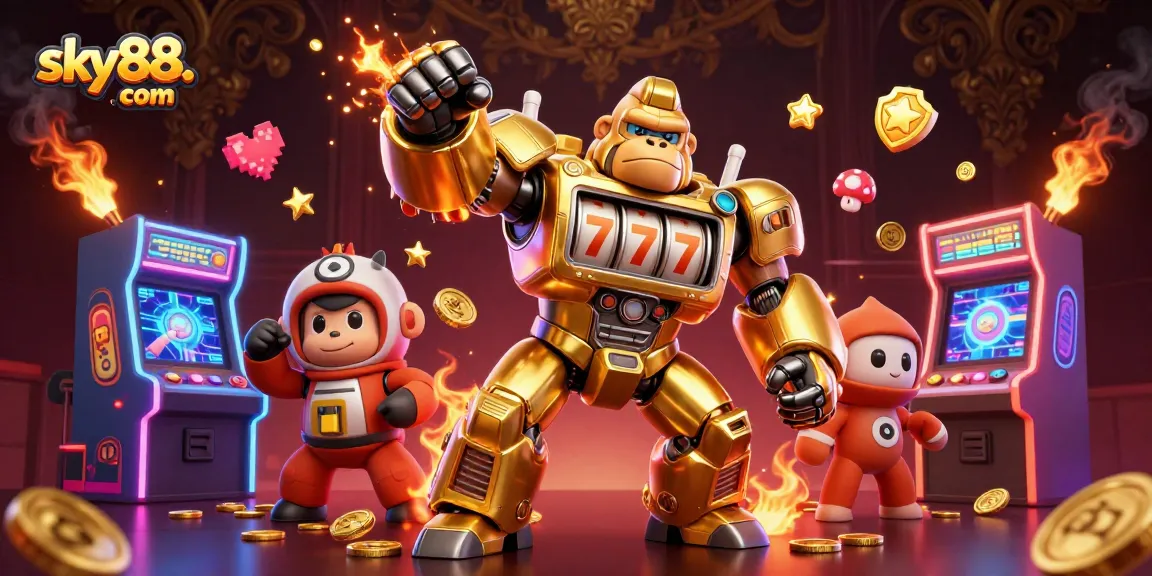 Engage in thrilling gaming at sky88. com with vibrant arcade visuals and dynamic casino elements.