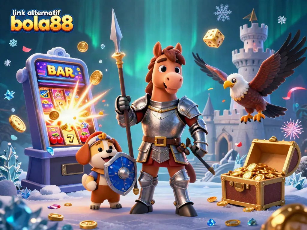Bet on thrilling action with the link alternatif bola88 in a dynamic, immersive casino world illustration.