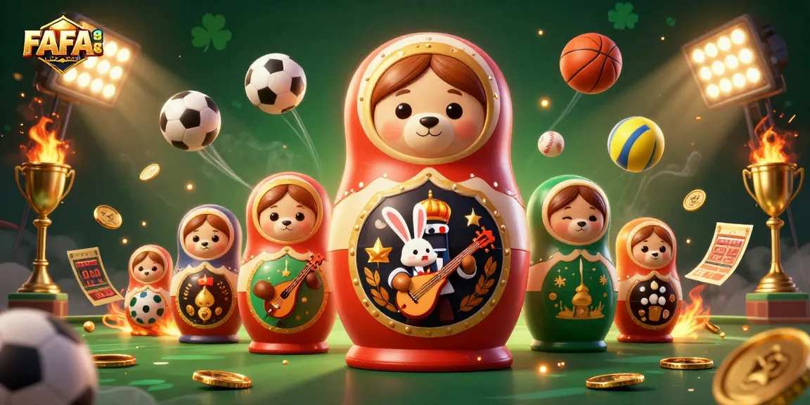 FAFA828 showcases a vibrant casino scene with dynamic sports elements and cheerful characters.