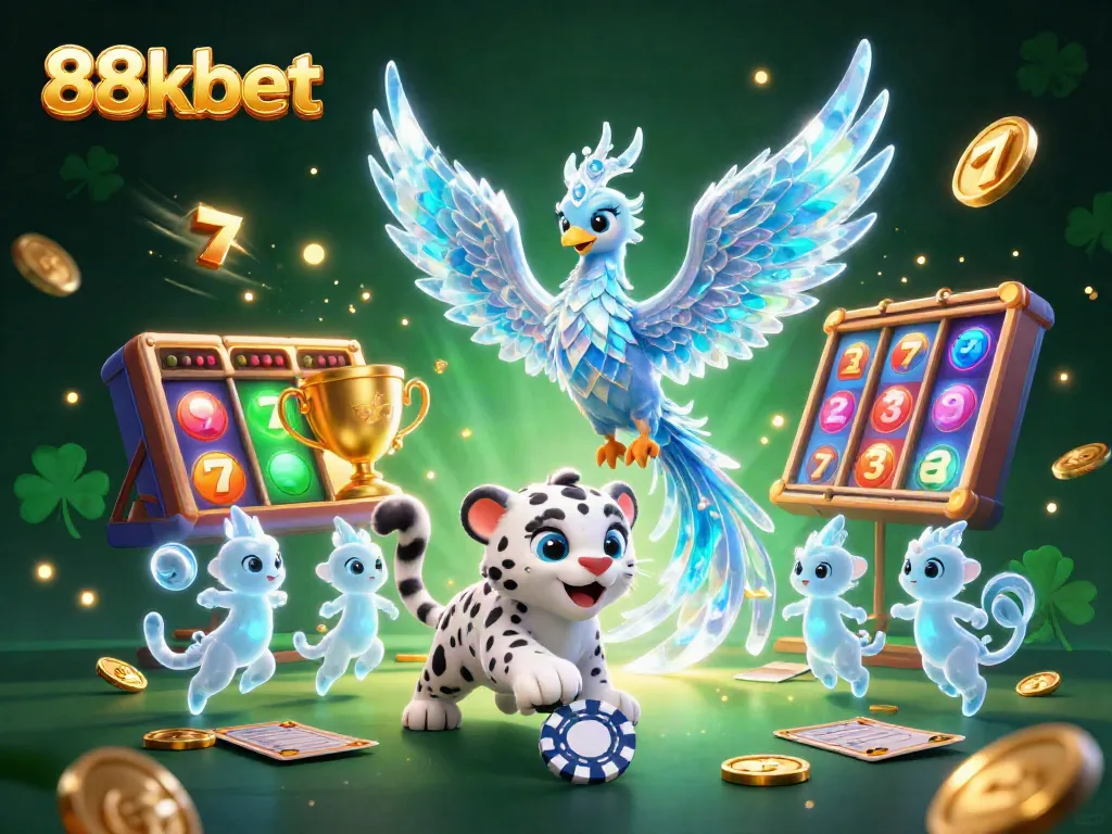 Engage with the exciting world of 88kbet featuring a vibrant 3D scene with a phoenix and lucky symbols.