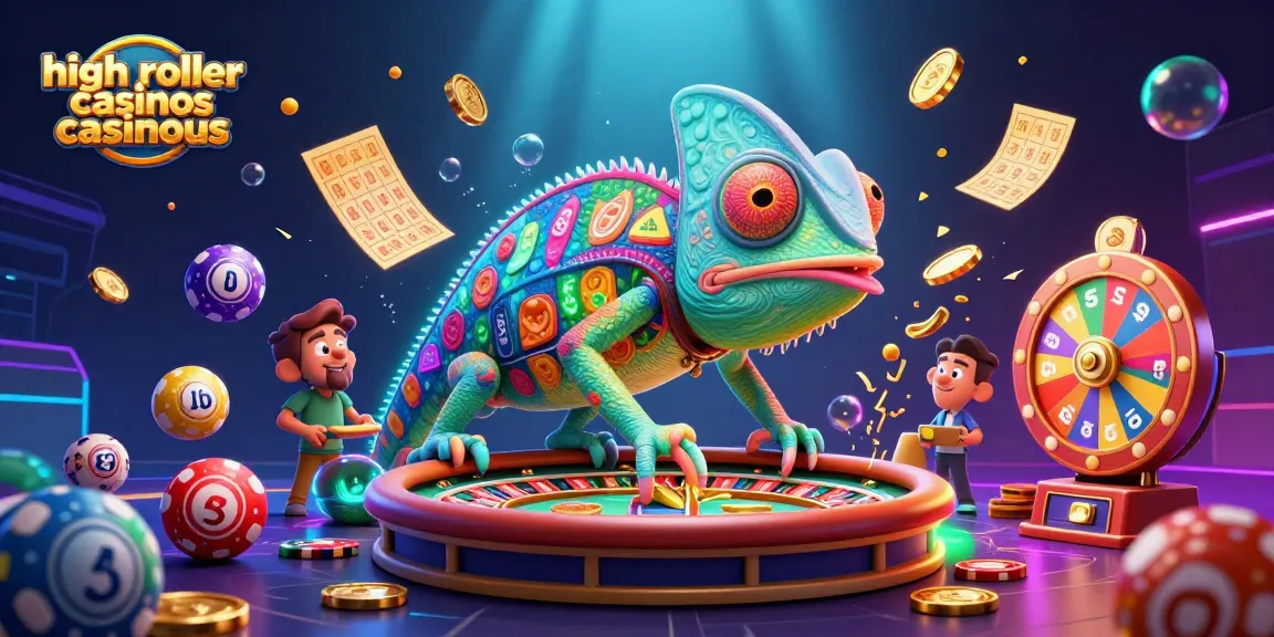 Experience exciting gameplay at high roller casinos casinous with vibrant chameleon character and dynamic gaming action.
