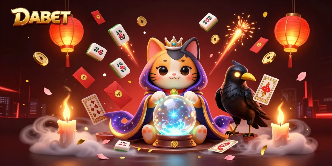 DABET brings mystical excitement featuring a fortune teller cat, tarot raven, and magical casino elements.