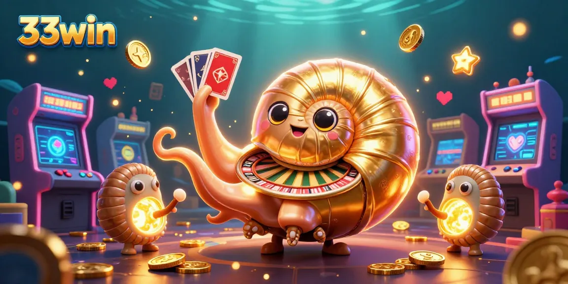 Engage in thrilling casino adventures at 33win with a vibrant underwater scene featuring a giant nautilus roulette wheel.